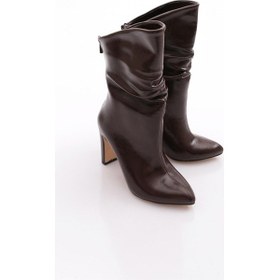 Resim Dgn 604-1 Kadin Topuklu Çizme Kahve 