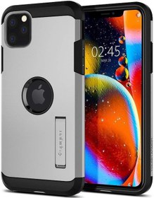 Resim Spigen İphone 11 Pro İle Uyumlu Kılıf Tough Armor Satin Silver 