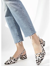 Resim Bulutmod Ba04566 Ten Kadın Leopar Büyük Numara 4 Cm Topuklu Ayakkabı Ten 