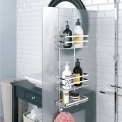 Resim Tekno-Tel Üç Katlı Duşakabin Rafı Banyo Düzenleyici Şampuanlık LM580 Krom 