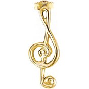 Resim EnginGold 14k Altın Tek Sol Anahtarı Melodi Küpe 
