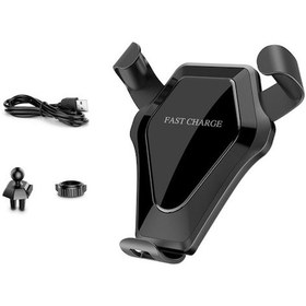 Resim Araç İçin Hızlı Şarjlı Qi Kablosuz Telefon Tutucu - 360 Dönebilir 