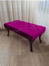 Resim Kapitoneli Ayak Ucu Kapı Önü Antre Bench Puf Siyah Ayak 120 45 Mor 