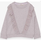 Resim Breeze Kız Çocuk Sweatshirt Güpürlü 4-9 Yaş, Bej Melanj-bej Melanj Bej Melanj 