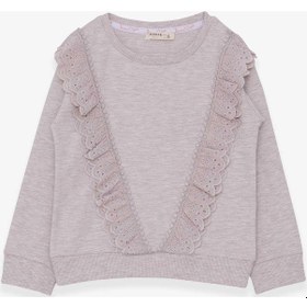 Resim Breeze Kız Çocuk Sweatshirt Güpürlü 4-9 Yaş, Bej Melanj-bej Melanj Bej Melanj 