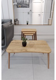 Resim Esma Orta Sehpa Ve Zigon Sehpa 4'lü Salon Seti Sehpa - Çam 