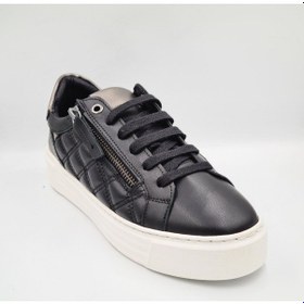 Resim Mammamia D25ka-7305 Siyah Beyaz Hakiki Deri Kadın Deri Sneaker Siyah 