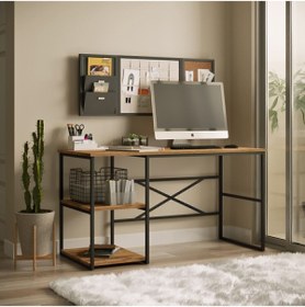 Resim Yurudesign Voyage Metal Çalışma Masası Raflı 140cm Vg26-a Çam 