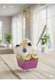 Resim ramel store rs 50 Adet Prizma Mika &Magnolia 200 CC Plastik Sunum Kabı Kübik Kase,puding,meze,tatlı kasesi,tiramisu 