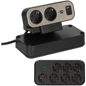 Resim Brennensthul Estilo Duplex Serisi 9 Soketli Typ-c Ve Usb Li 19.500 Amper Akım Korumalı 2 Metre Kablolu Masa Üstü Priz 