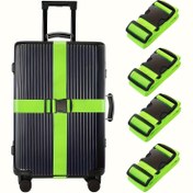 Resim 4 Adet Ağır Hizmet Tipi Bagaj Kayışları - 181.44KG Kapasiteli TSA Onaylı Hırsızlık Karşıtı Ayarlanabilir Seyahat Kayışları Çıkarılabilir Kimlik Penceresi ile, Valizler için Parlak Neon Yeşil Kaymaz Tokalar, Spor ve Günlük Sokak Stili, Seyahat Bagajı 