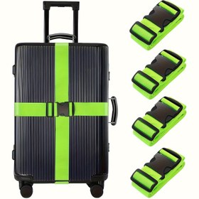 Resim 4 Adet Ağır Hizmet Tipi Bagaj Kayışları - 181.44KG Kapasiteli TSA Onaylı Hırsızlık Karşıtı Ayarlanabilir Seyahat Kayışları Çıkarılabilir Kimlik Penceresi ile, Valizler için Parlak Neon Yeşil Kaymaz Tokalar, Spor ve Günlük Sokak Stili, Seyahat Bagajı 