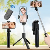 Resim Üç Ayaklı Standlı Selfie Direği, Cep Telefonu Evrensel Selfie Aracı 360 Derece Dönebilme, Elde Taşınabilir Anti-sarsıntı Gimbal Seyahat, Kablosuz Fotoğrafçılık Canlı Çekim Braketi 