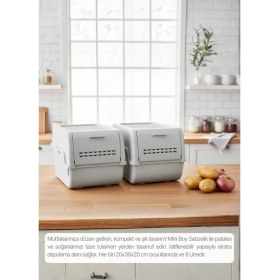 Resim Jet's Home 2\'li Mini Boy Patates Soğan Sepeti Bpa Free Sebzelik Organizer Kutu Motek Gri 8 L 