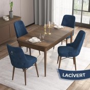 Resim Canisa Concept Are Serisi, 80X132 Mdf Açılabilir Barok Ahşap Desen Mutfak Masa Takımı, 4 Sandalye Gümüş Halkalı 