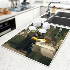 Resim Harikabirev Bulaşık Kurutma Matı Kurutma Örtüsü Tezgah Üstü Bulaşıklık 40X50CM Yıkanabilir | Goril Desenli 
