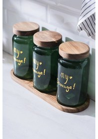 Resim Acar Pierre Akasya Kapaklı Kavanoz Seti - 19 Cm Yeşil 