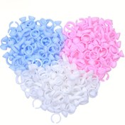 Resim 100 ADET Profesyonel Güzellik Salonu Kirpik Uzatma ve Microblading Yapıştırıcı Halka Bardakları - Makyaj Uygulama Araçları İçin Kokusuz Plastik Yapıştırıcı Tutucular 