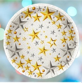 Resim Tabak Karton Samanyolu Yıldızlı Beyaz 8 Li 23 Cm Derin Parti Tabağı 