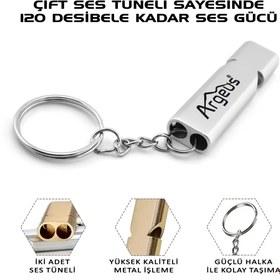 Resim Argeus Anahtarlıklı Alüminyum Acil Durum Düdüğü Gümüş 