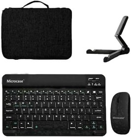 Resim Microcase Samsung S10 FE Plus Tablet için Türkçe Bluetooth Klavye+Mouse+Tablet Standı-Siyah AL8126 