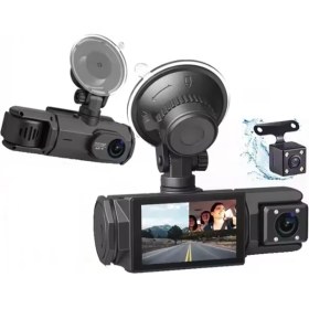 Resim XC-422 Siyah 1080P Araç Içi 3 Kameralı LCD Ekranlı Gece Görüşlü , G-Sensör , Geri Görüş Kamera 