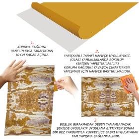 Resim Tink Kendinden Yapışkanlı Etnik Mermer Desenli Pvc Panel 41X62 cm (4 Adet) 1 M² 