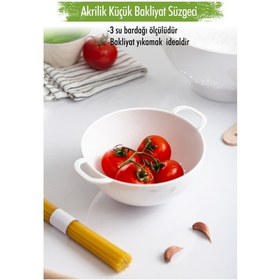 Resim Akrilik Beyaz Mini Pirinç Süzgeçi & Bakliyat Süzgeçi 3 Su Bardak 