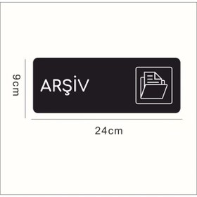 Resim zafrakreklam Alüminyum Ofis Departman Kapı İsimliği, Yönlendirme levhası ARŞİV 24x9 Cm Siyah Renk 