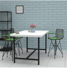 Resim Knsz ufak boy tel bar sandalyesi 1 li uslu syhyşl kolçaklı 55 cm oturma yüksekliği mutfak bahçe cafe ofis 