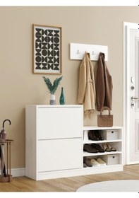 Resim Kuzeylife Vesta Ayakkabılık Kayar Kapak Beyaz 