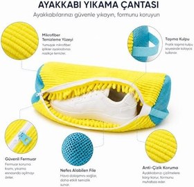 Resim Orret Home Mikrofiber Ayakkabı Yıkama Filesi Fermuarlı Ayakkabı Yıkama Torbası Makarna Tasarım Çamaşır Makinesi Koruyucu Yıkama Çantası 1 Adet (ASORTİ RENK) 