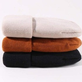 Resim Eke Tekstil Unisex Katlamalı 3'lü Bere Seti Kiremit - Siyah - Taş Siyah - Kiremit 