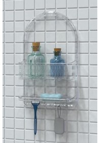 Resim M-n48-16 Ceres Plastik Banyo Duş Rafı, Şeffaf Siyah 