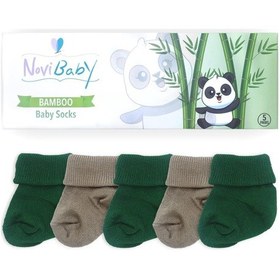 Resim Novibaby 5'li Bambu Yenidoğan Bebek Çorabı I Greeny I 0-6 ay "Karışık Renkli" 