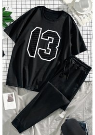 Resim Unisex 13 Baskılı Eşofman Takımı Siyah 