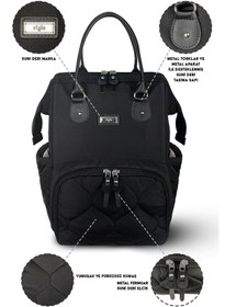 Resim Victoria Kapitone Anne Bebek Bakım Sırt Çantası Sıyah Siyah 