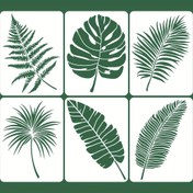 Resim 6 Adet Büyük Yaprak Şablonu 40,64 x 30,48 cm Duvar Boyama için Palmiye Yaprağı Şablon Tropikal Yapraklar Plastik Sanat Çizim Şablonları Ev Dekoru 