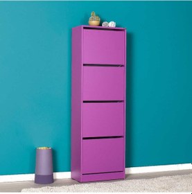 Resim Flat Duo 4 Katlı Ayakkabılık Dolabı - Mor 