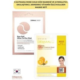 Resim Dermal 3 Katmanlı Rose Göz Maskesi Ve Aydınlatıcı, Sıkılaştırıcı, Arındırıcı Vitamin Özlü Kolajen Mask 