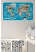 Resim Eğitici Dünya Haritası Dünya Atlası Çocuk Ve Bebek Odası Duvar Sticker -60x105-3806 - Renkli Çok Renkli 