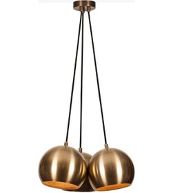 Resim Rsylight Metal Modern Rustik Retro Eskitme Kaplama Yuvarlak 3 Lü Opal Camlı Sarkıt Avize Eskitme 