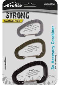 Resim Evolite Strong Üçlü Karabina Seti Siyah - Haki - Gri 