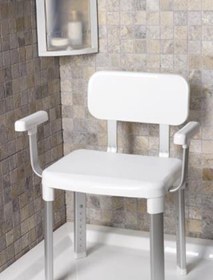 Resim Primanova Cappadocia Paslanmaz Alüminyum Sırt ve Kol Destekli Yaşlı Engelli Banyo Sandalyesi (130 KG Kapasite) - Beyaz 