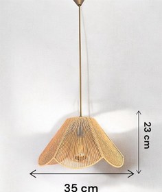 Resim Rosalinda Modeli Avize & Abajur Set - Hasır El Yapımı Bohem Çiçek Şekilli Avize 2 Li Ahşap Ayaklı Rustik Abajur Set Çok Renkli 