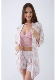 Resim Arnetta Kadın Pembe 3lü Sabahlık Takım Ar3625-s-v1 Pembe 