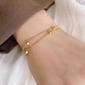 Resim 1 tasarım moda hafif lüks kare çift paslanmaz çelik yılan kemik bilezik Kadınların günlük temel örtüşen geometrik bileklik [kare sayısı rastgele] 