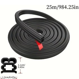 Resim Hightower Siyah 25m/984.25in Çift Katmanlı Araç Kapı Contası - Ses Ve Su Yalıtımı, Tüm Araçlar İçin 