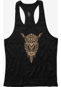 Resim Bluu Owl Fitness Gym Tank Top Sporcu Atleti Siyah-Ten 