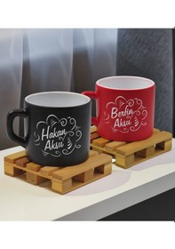 Resim Bk Gift Kişiye Özel İsimli 2li Siyah Ve Kırmızı Renkli Middle Çay & Kahve Fincanı-4, Arkadaşa Hediye, Sevgiliye Hediye Kobitmeyencom32655 Bk Gift 